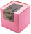 Made in USA 4" X 4" X 4" Recycled Pink Kraft Cupcake Boxes with Scalloped Window & Inserts (Pack of 10  Front Loading)