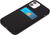 Black Felt Lined Silicone Phone Case with Stitched Front Pocket for iPhone 12 & 12 Pro + Tempered Glass Screen Protector