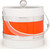 Hand Made in USA Double Walled Orange 3Quart Insulated Ice Bucket with Ice Tongs & Clear Lucite Lid and Handle (Two Tone Collection)