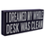 I Dreamed My Whole Desk Was Clean  Rustic Funny Wooden Boxed Sign 5" X 11"