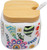 Set of 3 Printed White Ceramic Condiment Spice Jars With Spoons and Bamboo Lids and Tray (Floral Medley)