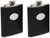 6oz Smooth Black | Set of 2 Stainless Steel Pocket Hip Flasks Wrapped in Faux Leather