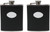 6oz Smooth Black | Set of 2 Stainless Steel Pocket Hip Flasks Wrapped in Faux Leather