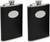 8oz Smooth Black | Set of 2 Stainless Steel Pocket Hip Flasks Wrapped in Faux Leather