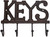 Rustic Cast Iron "Keys" Holder With 4 Key Hooks for Wall Mount