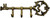 Rustic Cast Iron Large Key-Shaped Holder With 3 Key Hooks for Wall Mount