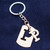 Brushed Metal Silver Stencil Letter J Keychain Ring (Fits Like a Puzzle Piece)