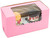 Made in USA 8" X 4" X 4" Recycled Pink Kraft Double Cupcake Boxes with Scalloped Window & Inserts (Pack of 10  Front Loading)