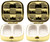 Set of 2 Dual-Compartment Square-Shaped Pocket Purse Pill Box & Organizer (Gold Lattice)