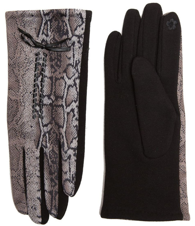Unisex Winter Gloves Warm Cotton Lined Touch Screen Driving Gloves (Faux Python Skin Gray)