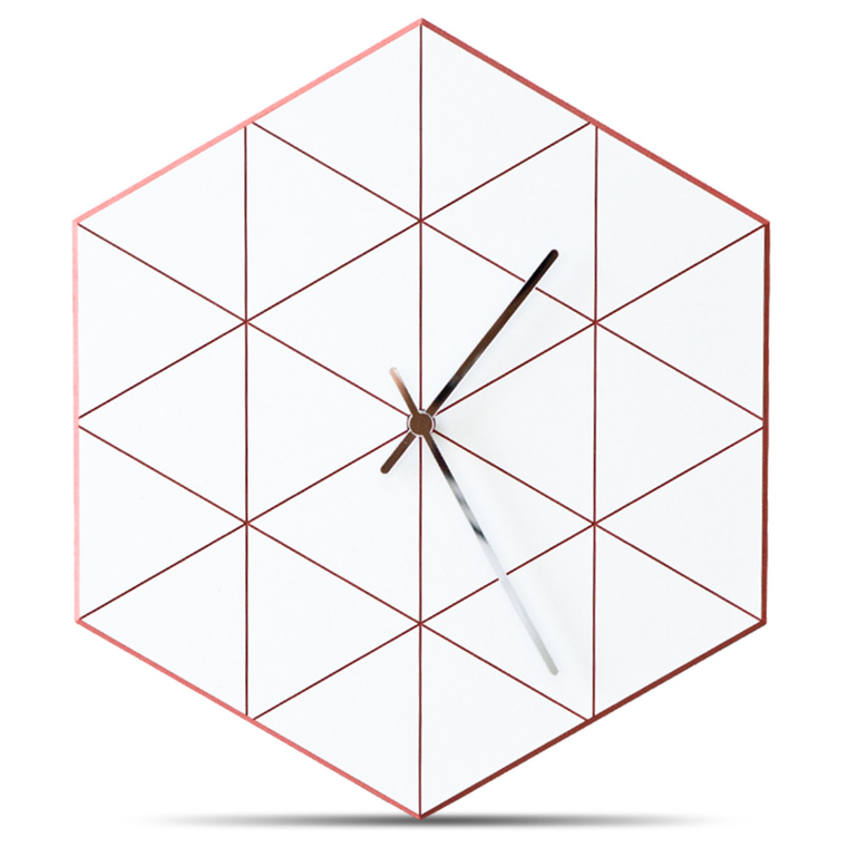 Modern Minimalist Geometric Wall Clock (Red)