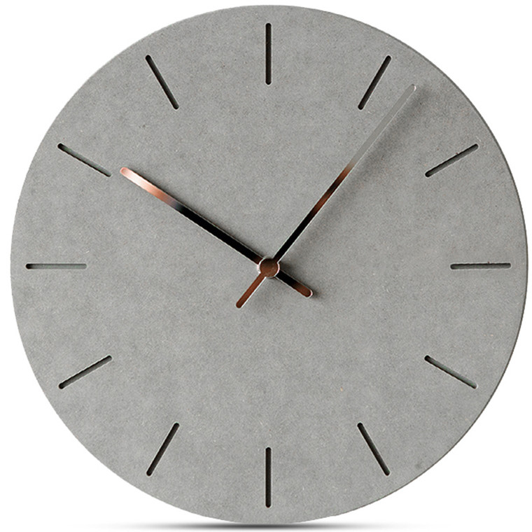 Modern Minimalist Concrete Hiding Gray (Numberless Dial) Silent Wall Clock
