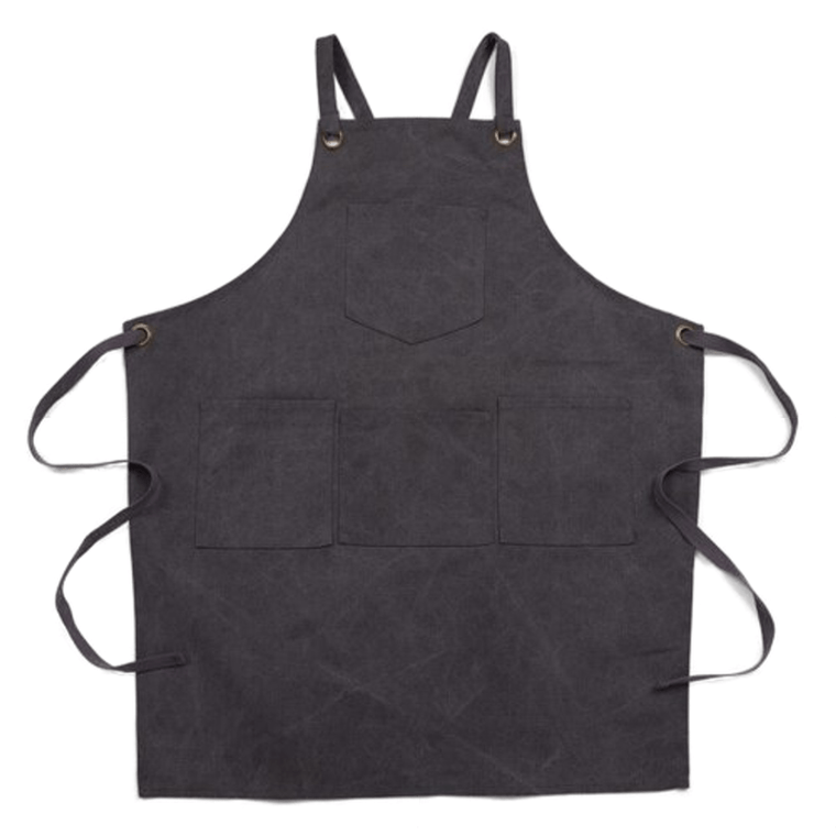 Unisex Cross Back Kitchen Apron With Pockets (Gray  Adult)
