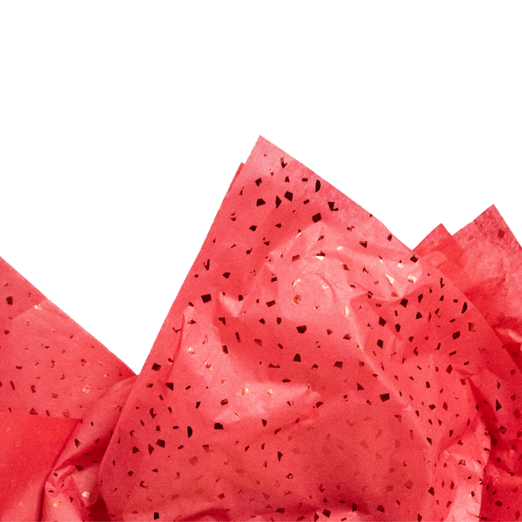 Made in USA 50 Sheet Hot Stamp Glitter Gift Tissue Paper Pack, 20" X 30" (Red on Red)