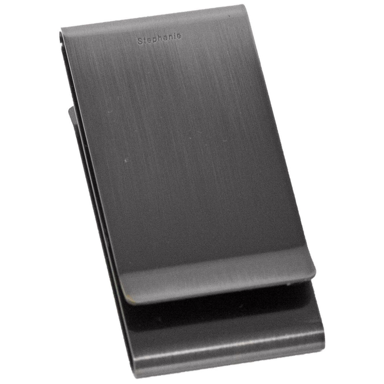 Set of 2  DoubleSided ChromePlated Stainless Steel Boxed Money Clip (Gunmetal)