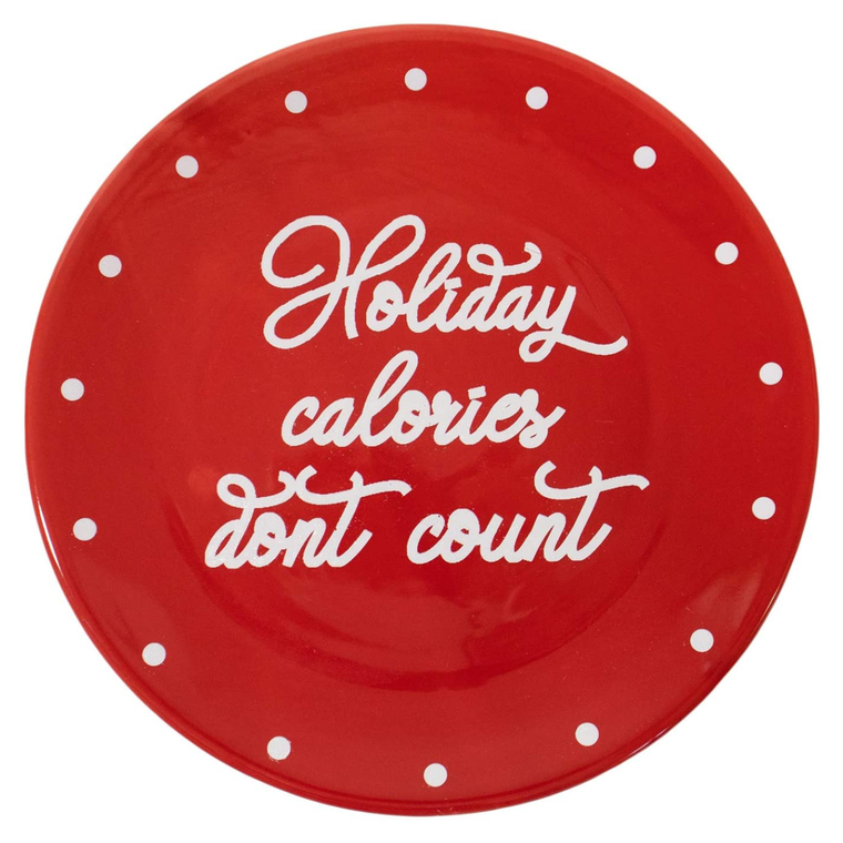 Holiday Calories Don't Count Christmas Themed Winter Holiday 8" Ceramic Accent Plate