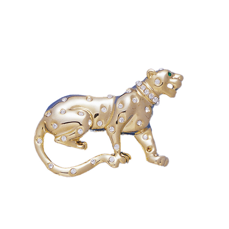 Panthar 18KT Two Tone Plated Pins with Hand Set Swarovski Crystals