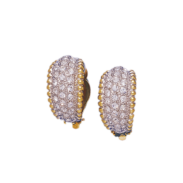 SCOOP 18KT TWO Tone Plated Earrings with Hand Set Swarovski Crystals