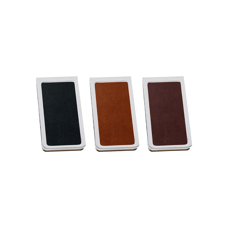 Set of 3 Faux Leather ChromePlated Money Clip (Faux Lizard Leather Print)