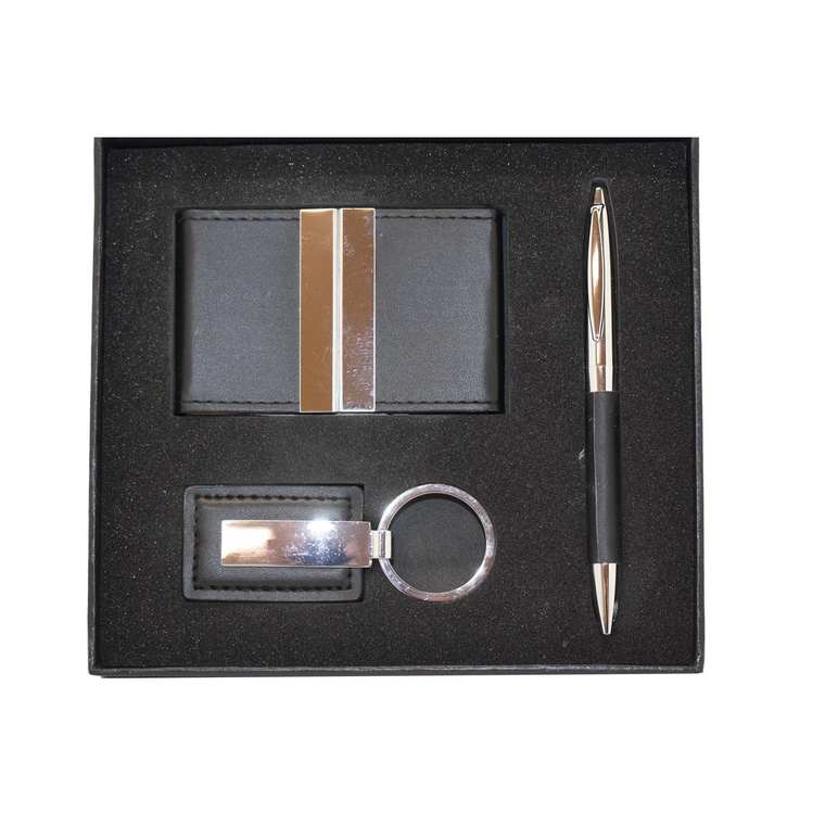 3 PC SET CARDCASE KEYRING PEN Black