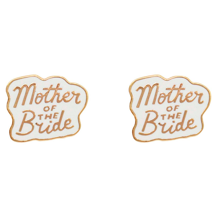 Set of 2 Rose Gold "Mother of the Bride" Enamel Lapel Pins (0.75" X 0.9")