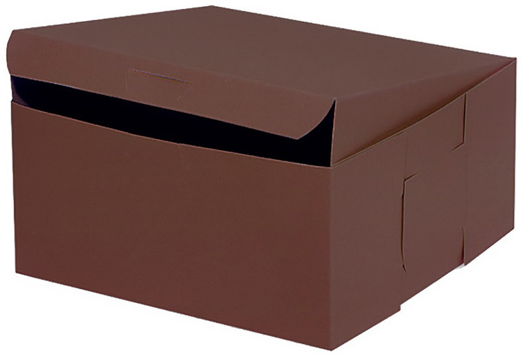 Made in USA 8" X 8" X 4" Recycled Chocolate Kraft Cake Box & 8" Round Cake Boards (Pack of 10  Front Loading)