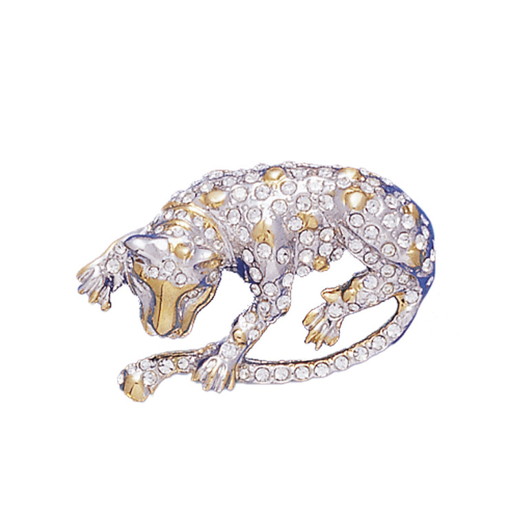 LEOPARD PIN 18KT Two Tone Plated Pins with Hand Set Swarovski Crystals