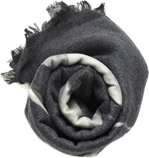 Cashmere & Rayon Wrap Shawl for Women Winter Extra Large (68" X 29") Pashmina Scarf (Gray Floral)