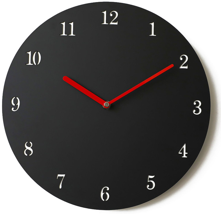 Modern Minimalist Bold Black & Red Wall Clock