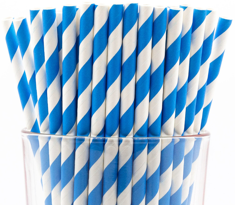 Sky Blue Swirl Pattern Paper Straws