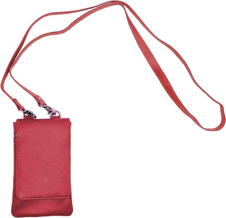 Red Genuine Cowhide Leather Mini Crossbody Wallet Shoulder Night Bag