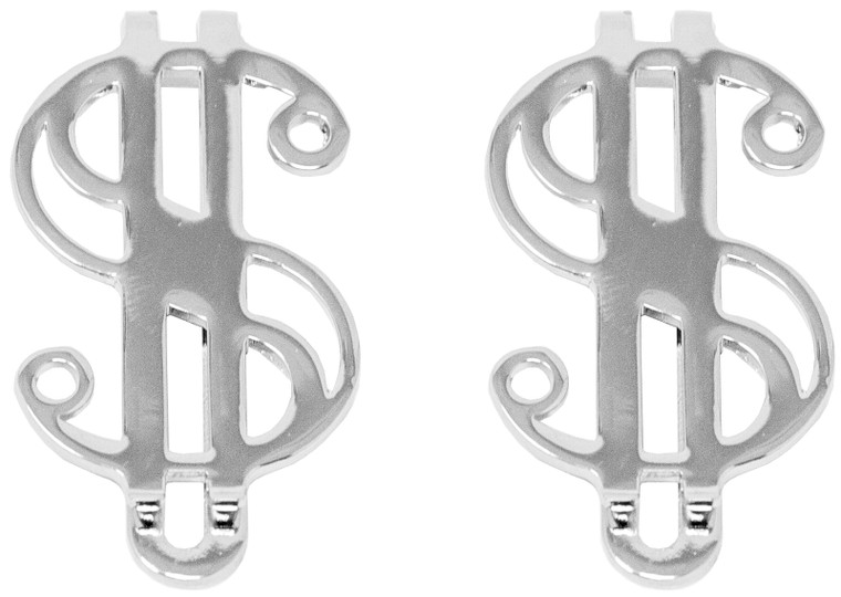 Dollar Sign (Clip) | Set of 2 Chrome-Plated Silver Stainless Steel Money Clips