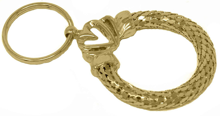 Vintage Gold Medium Heart Circle Metal Mesh Jewelry Keychain