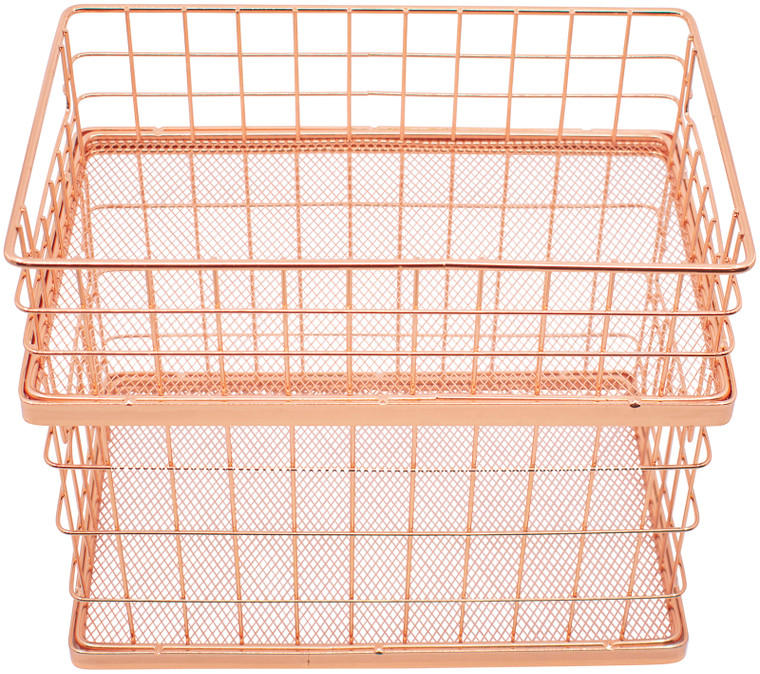 Set of 2 Stackable 10" Metal Wire Storage Basket Bins With Handles