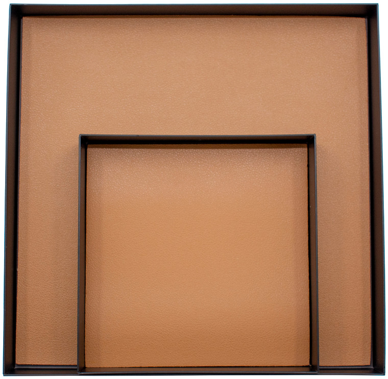 Set of 2 Metal Decorative Trays with Leatherette Insert