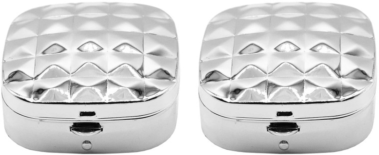 Set of 2 Dual-Compartment Square-Shaped Pocket Purse Pill Box & Organizer