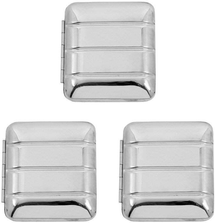 Set of 3 Vertical Bar Pattern Double Sided Magnifying Compact Mirrors