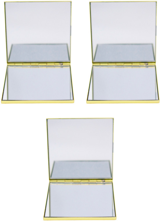 Set of 3 Engraveable Grooved Pattern Double Sided Magnifying Compact Mirrors