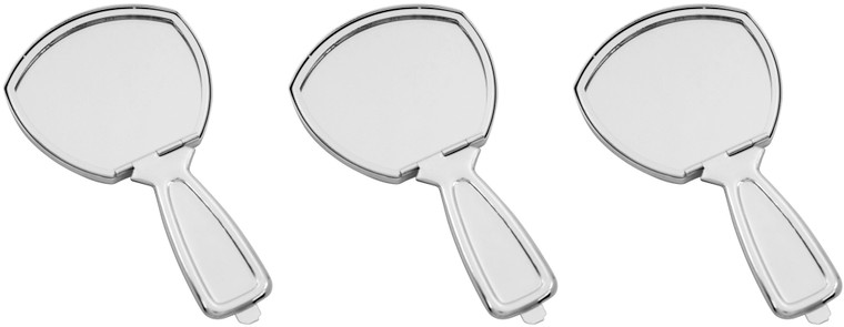 Set of 3 Handheld Magnifying Compact Mirrors With Reflective Metal Finish