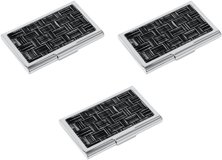 Set of 3 Slim & Minimalist Metal Business Card Holder Unisex Case With Insert