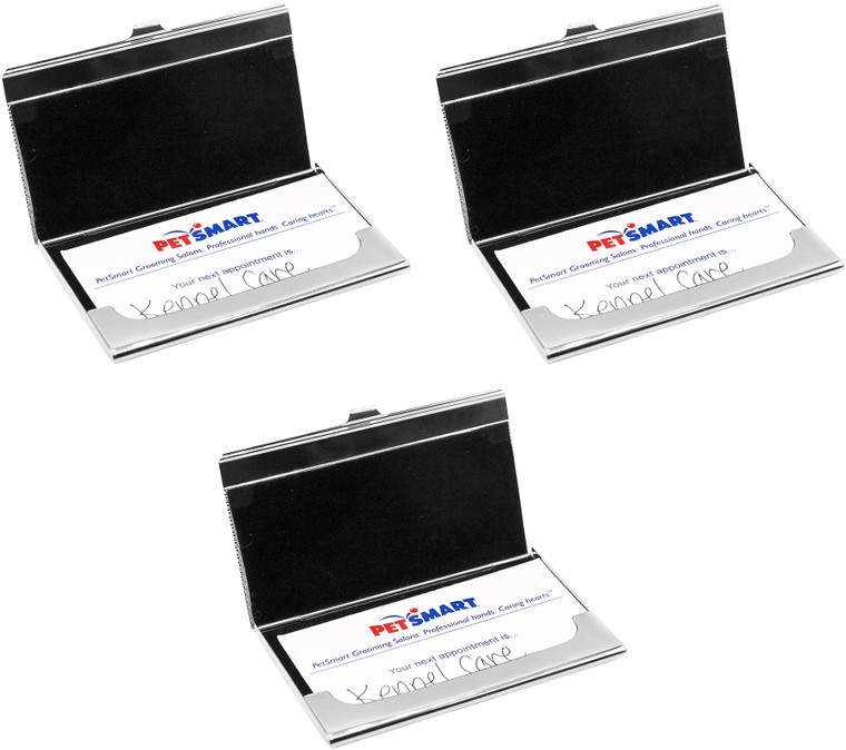 Set of 3 Slim & Minimalist Metal Business Card Holder Unisex Case