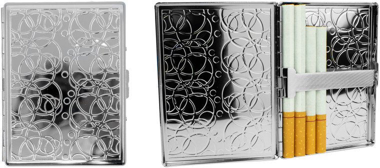 Silver Rings | Set of 2 Metal-Plated Ultra Compact 100mm Cigarette Case