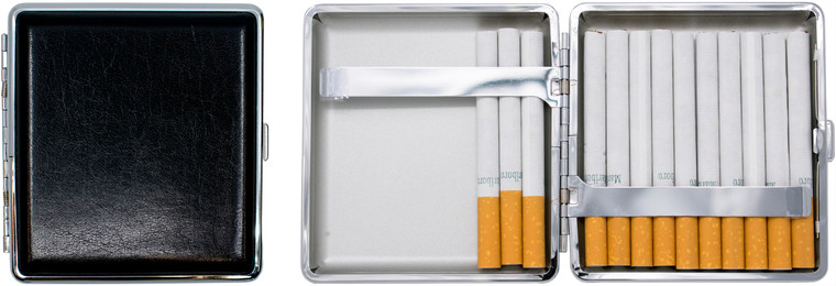 Buffalo Leather | Set of 2 Metal-Plated 84mm Cigarette Case