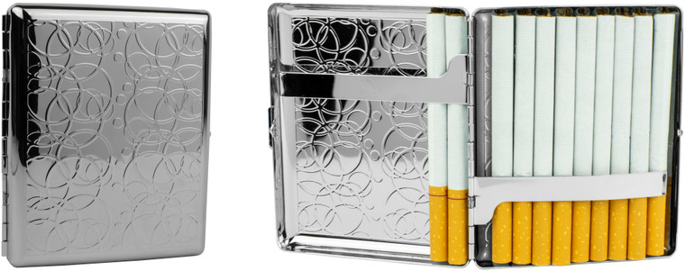 Loop Pattern | Set of 2 Metal-Plated 100mm Cigarette Case