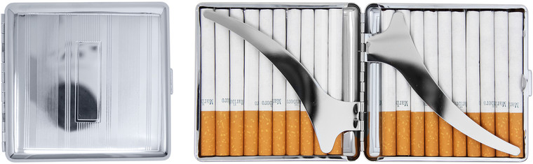 Silver Lines | Set of 2 Metal-Plated 84mm Cigarette Case
