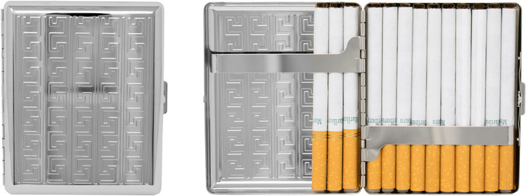 Silver Waves | Set of 2 Metal-Plated 100mm Cigarette Case