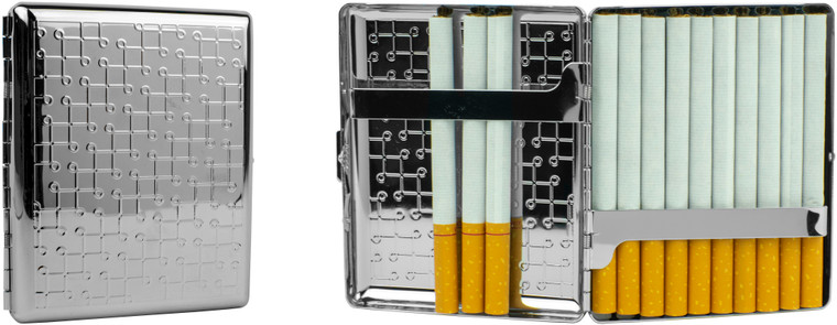 Loop Pattern | Set of 2 Metal-Plated 100mm Cigarette Case