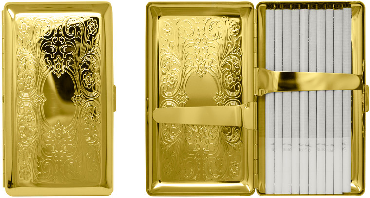 Victorian Scroll Pattern | Set of 2 Metal-Plated 120mm Cigarette Case