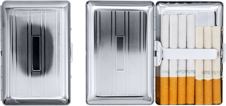 Silver Lines | Set of 2 Metal-Plated Ultra Compact 84mm Cigarette Case
