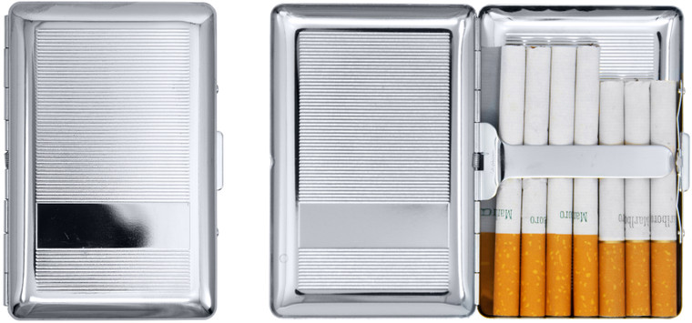 Silver Line Plate | Set of 2 Metal-Plated Ultra Compact 84mm Cigarette Case